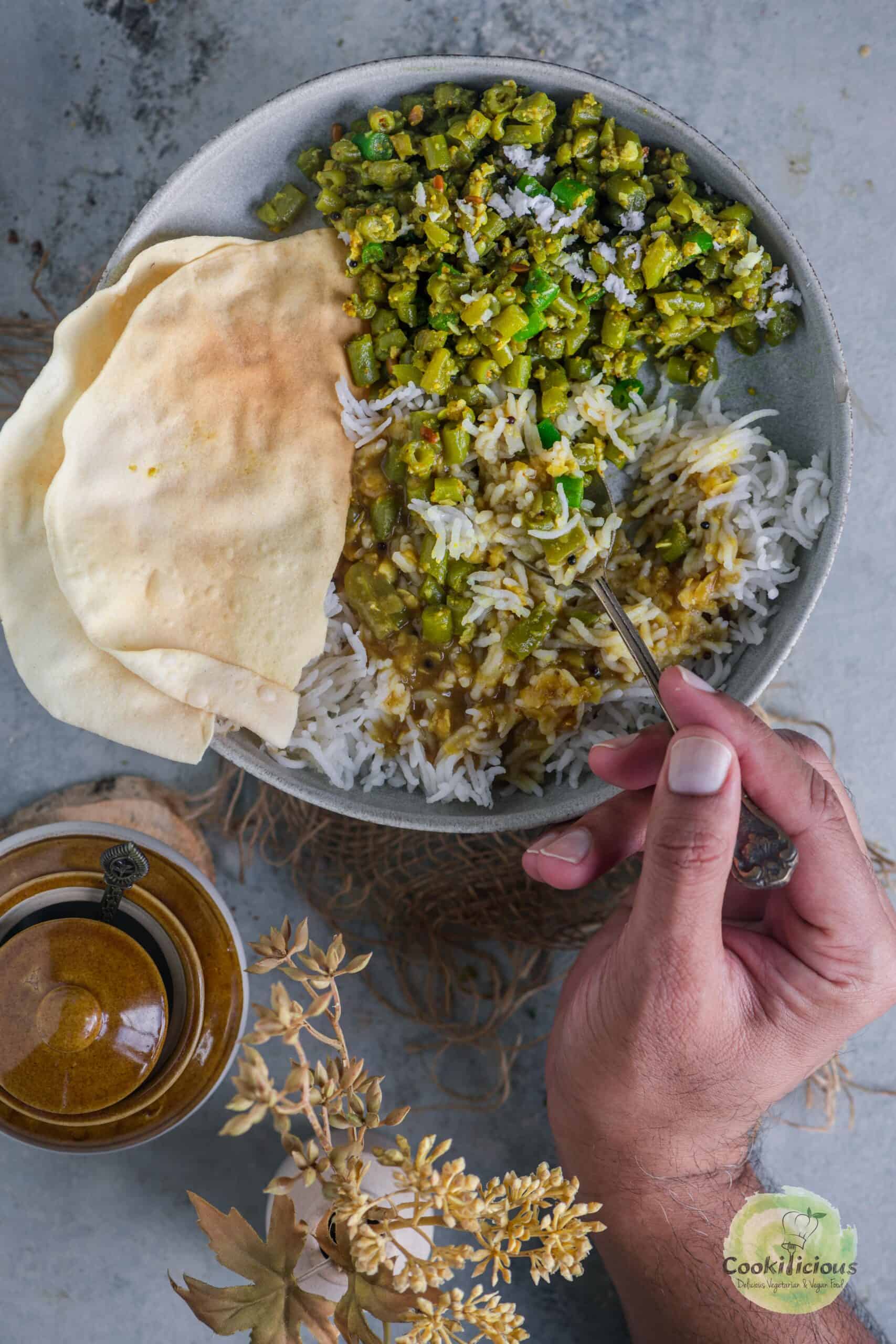 Beans Vepudu Recipe (Andhra Style Beans Cooked With Spicy Sesame Spicy Mix)