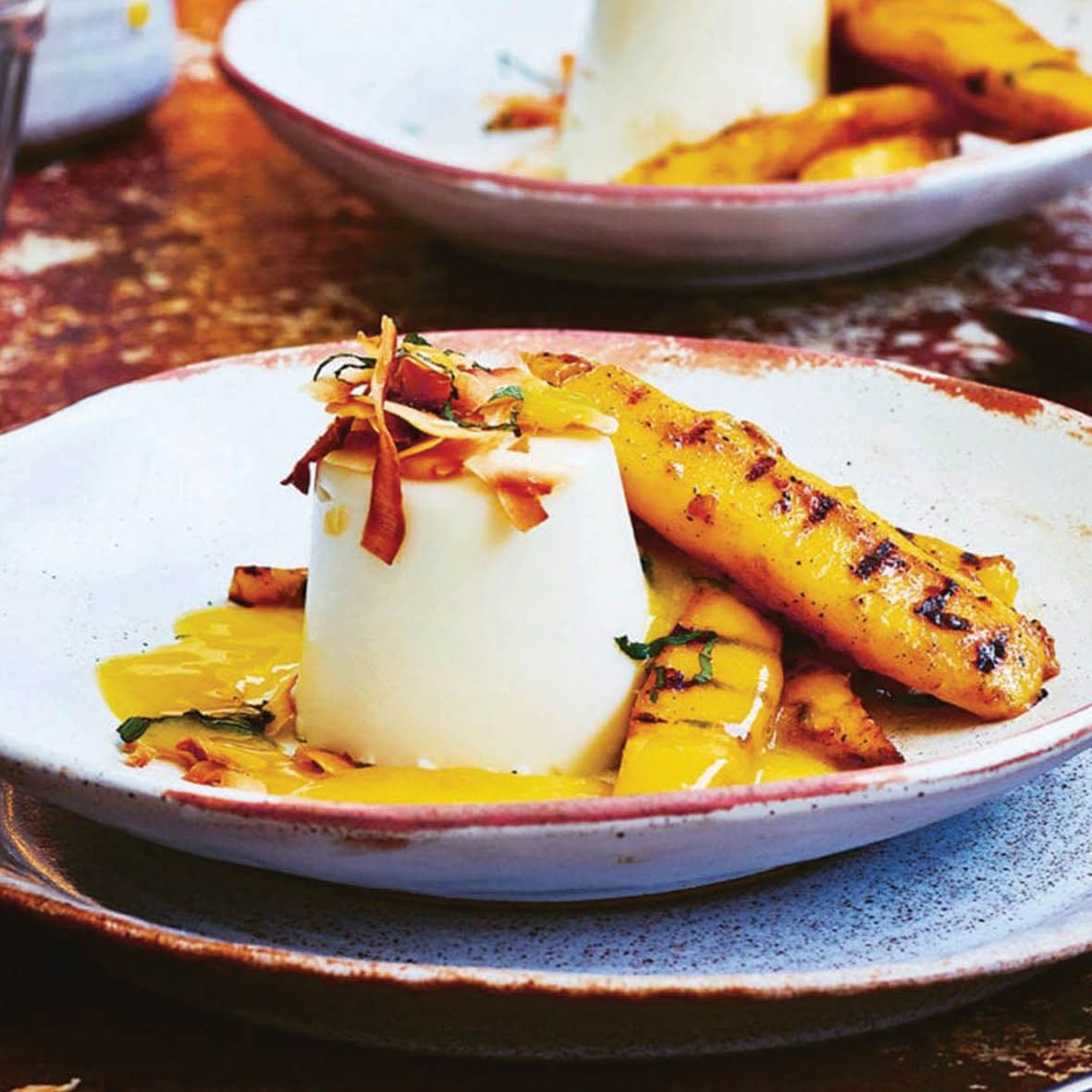 Thandai Panna Cotta With Strawberry And Mango Coulis Recipe