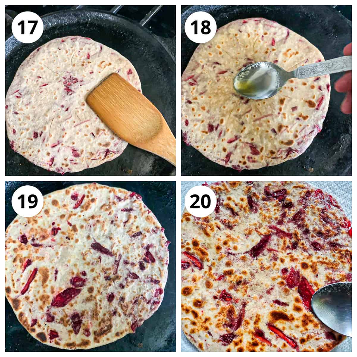 Grated Beetroot Chilli Paratha Recipe