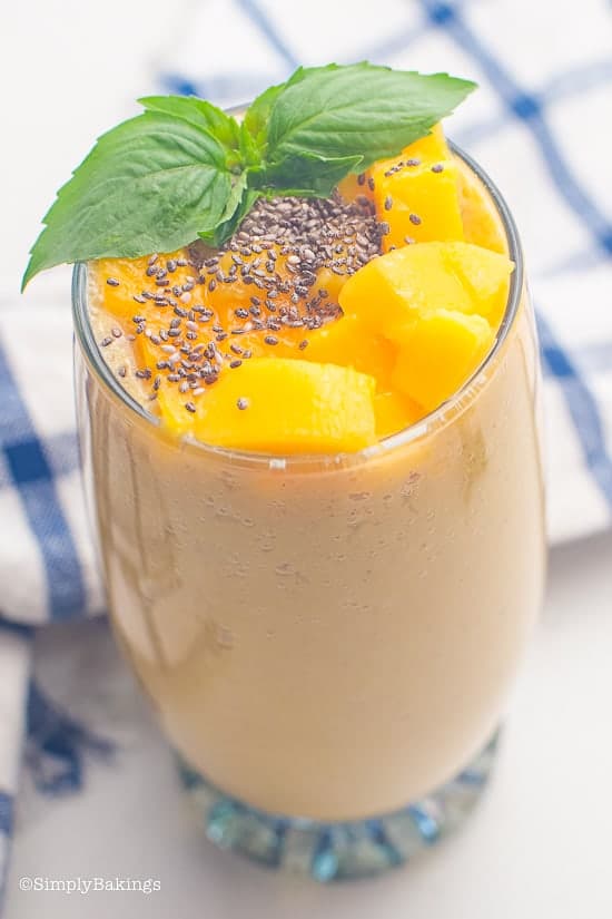 Mango Chia Seeds Smoothie Topped with Muesli Recipe