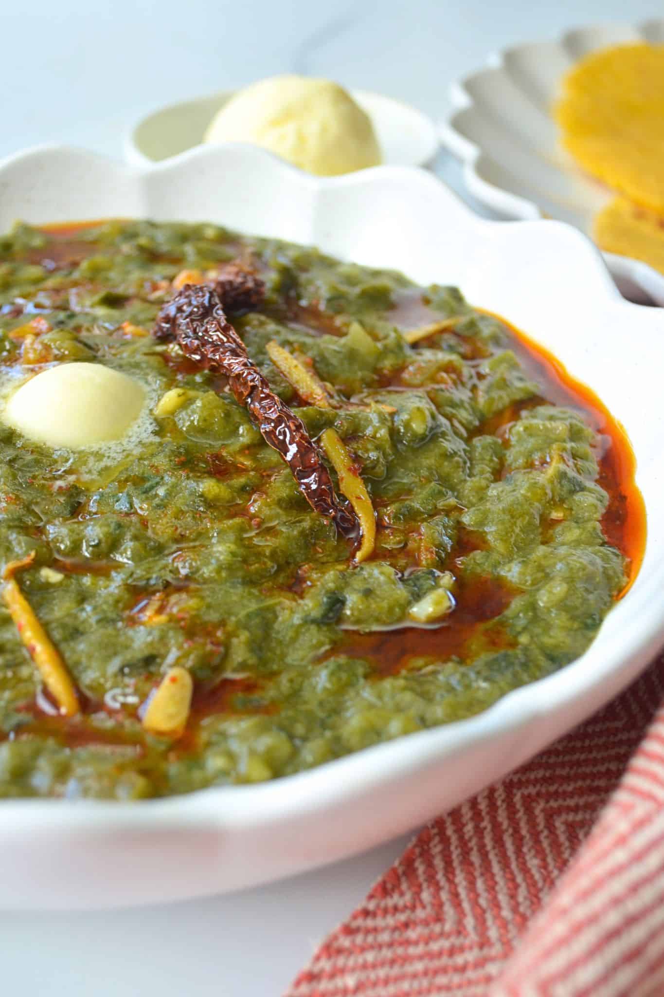 Sarson Chole Ka Saag Recipe - Kabuli Chana In Mustard Leaves Gravy