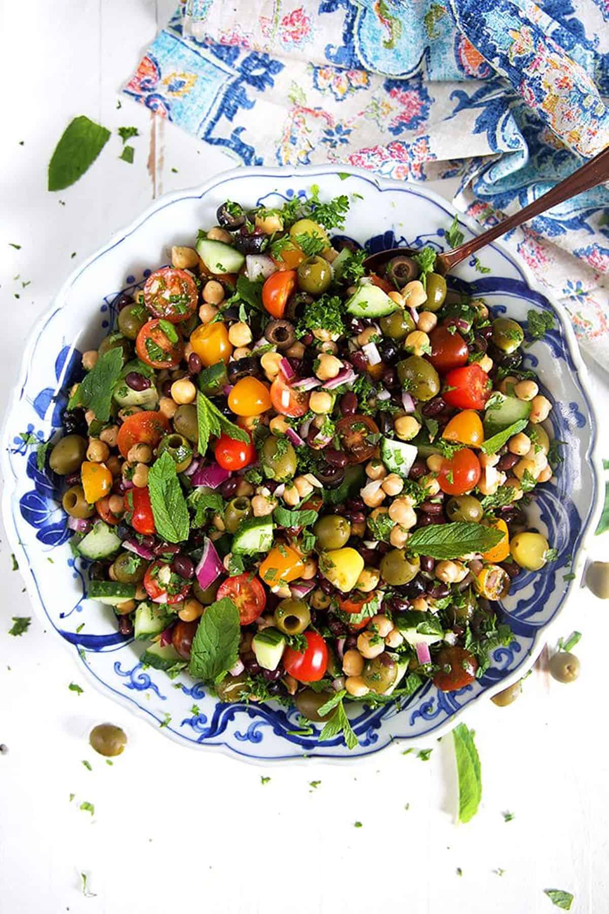 Chickpea Salad with Cherry Tomatoes,Olives and Capsicum Recipe