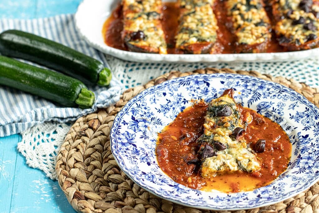 Zucchini Boats With Chickpeas In Tomato Hummus Recipe