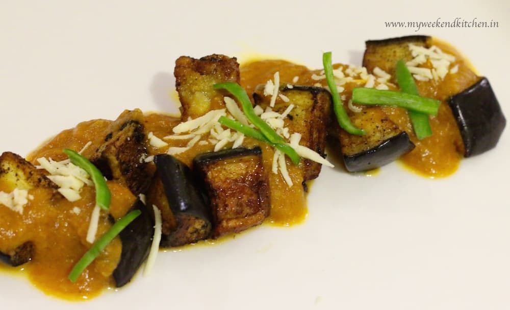 Kashmiri Style Chokh Vangun Recipe - Baingan Masala